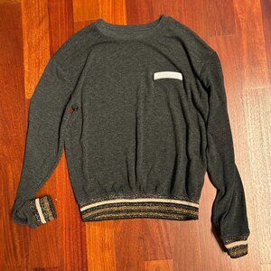 Spiritual Gangster Namaste Patch Full  Girl's Gray Shimmer Sweatshirt